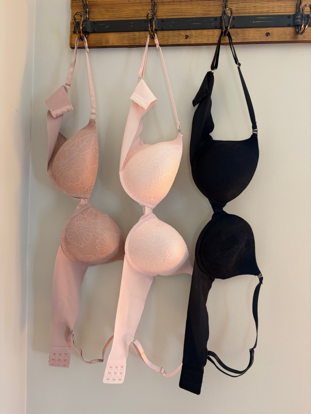 Nautica Lace T-Shirt Bra Trio in Light Pink and Black